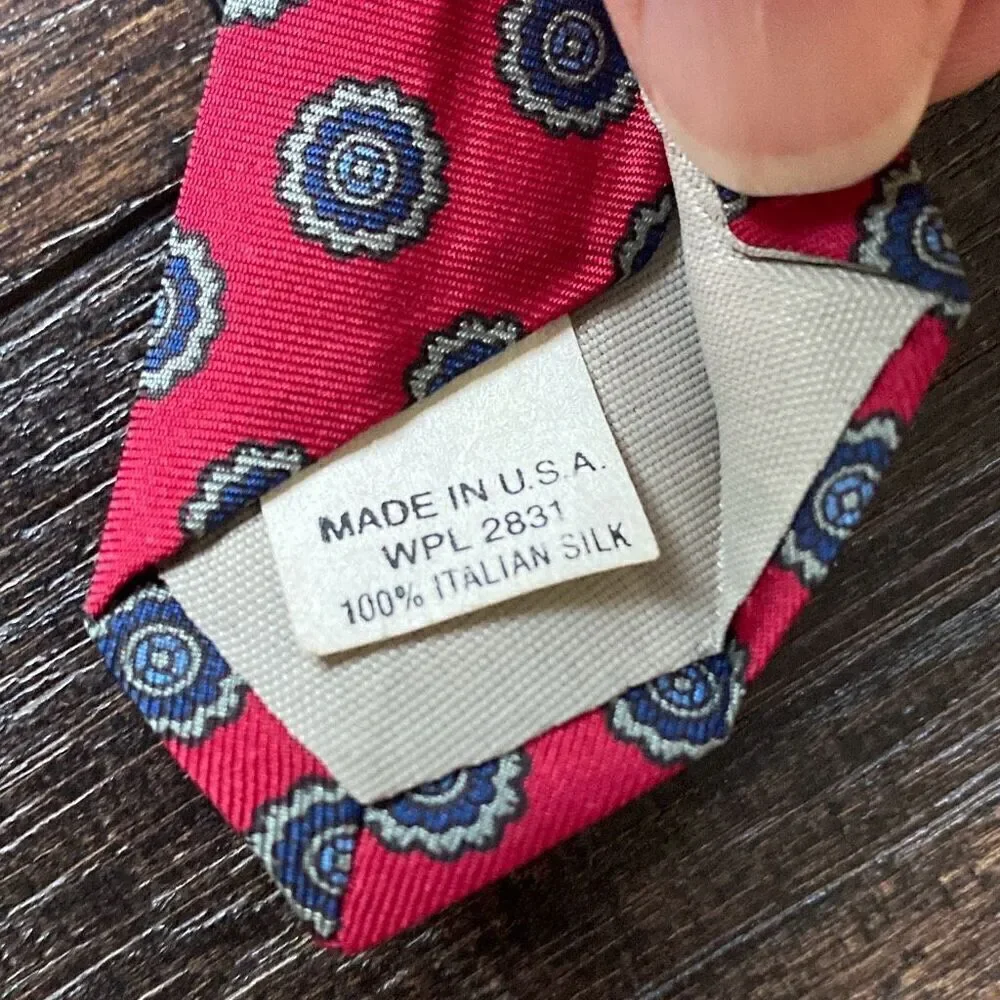 Mario Valentino 100% Italian silk tie red blue suits Dressy career men’s workwea